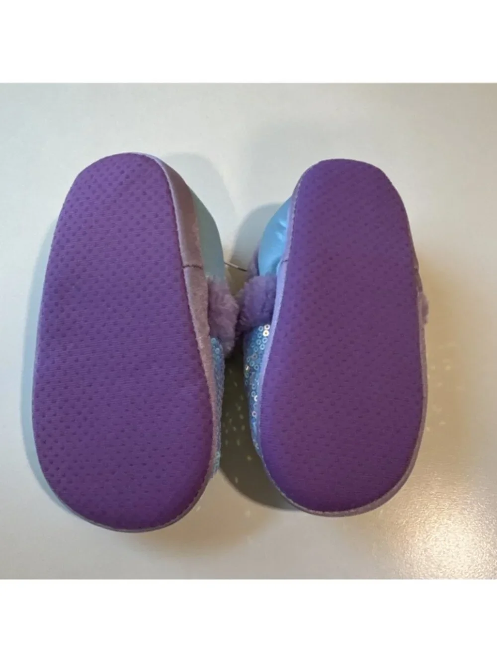 Disney Frozen Elsa & Anna Sequin Slippers Size Small 9-10 Toddler Girls Purple